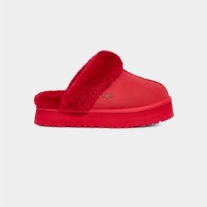 UGG DISQUETTE PLATFORM SLIPPER SANDALS Samba Red Size 7